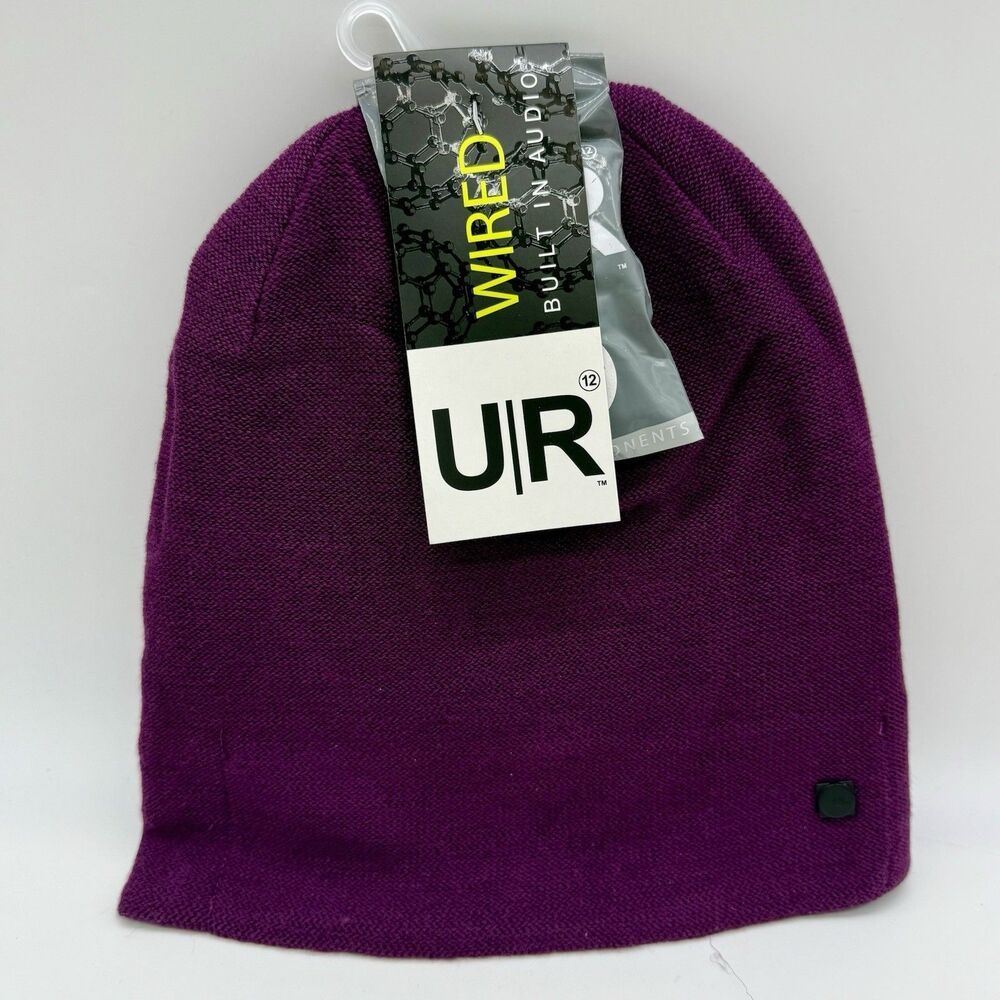 Beanie With‎ Wired Removable Integrated Speakers & Microphone Purple 3.5 Jack